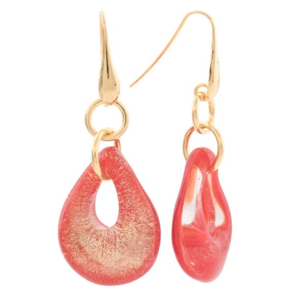 MIA FIORE  Italy 18kt Gold Plated Sterling Silver Murano Drop Earrings - Picture 1 of 2